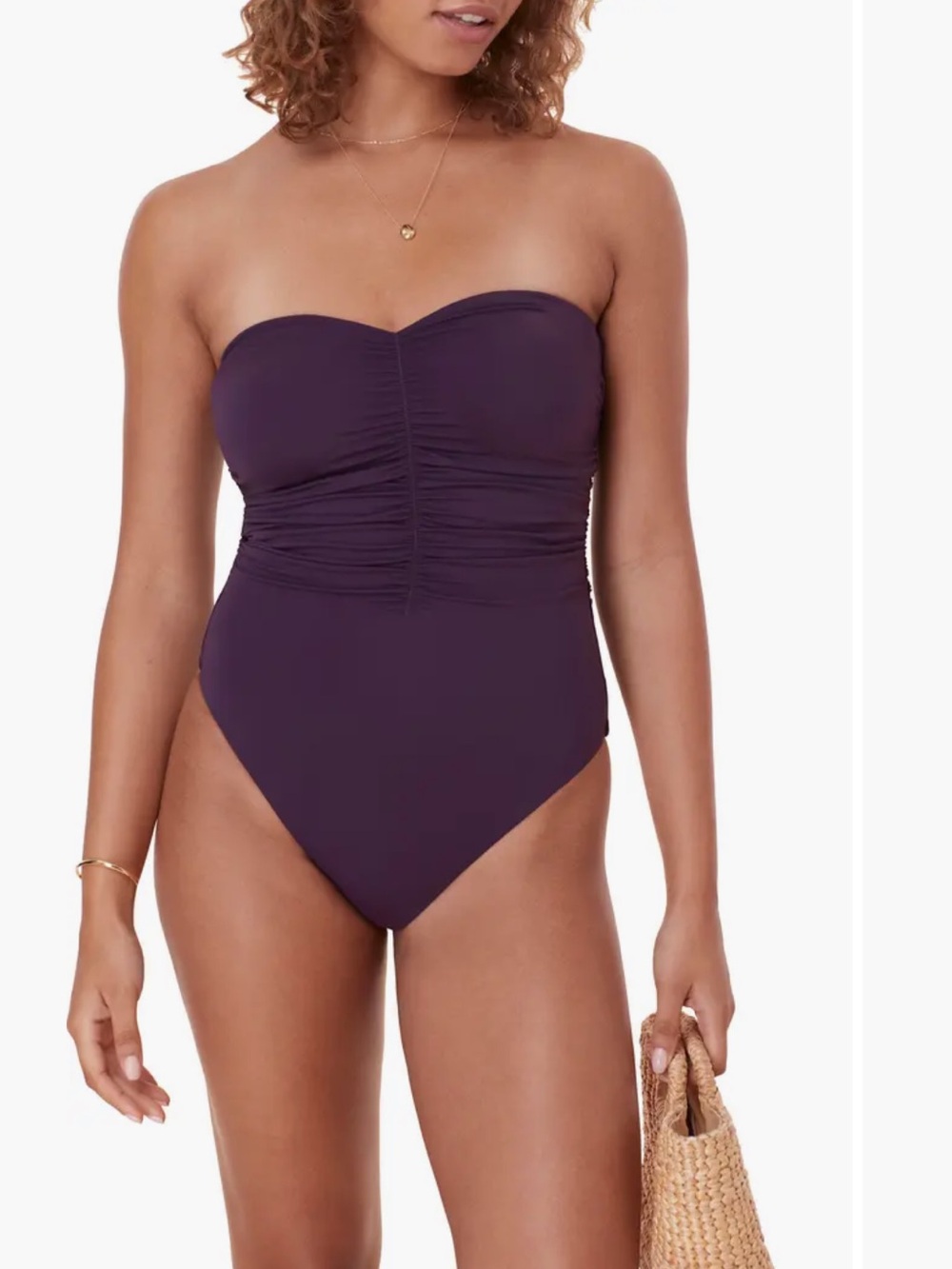 Andie The Pana Strapless One Piece Swimsuit size XS extra small in acai purple